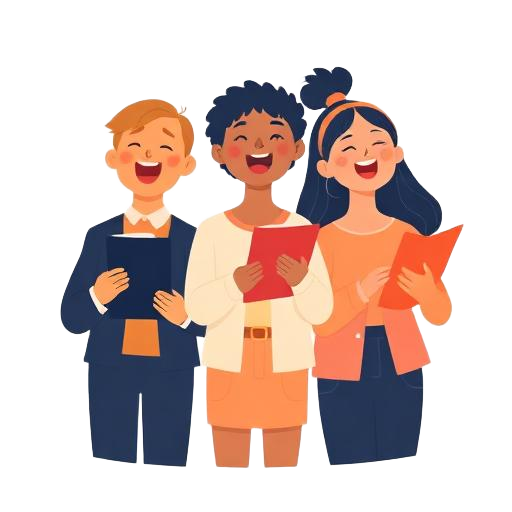 Illustration of three friends singing together