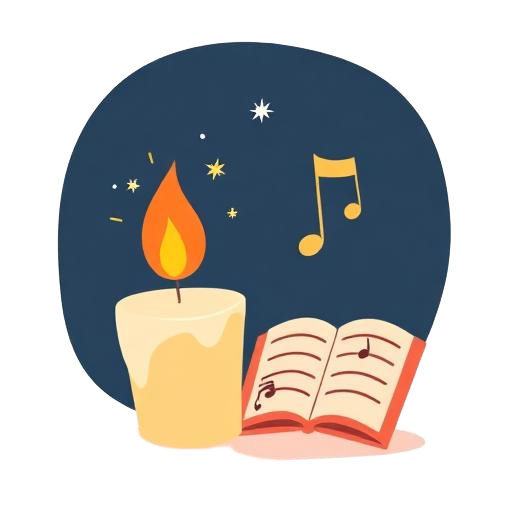 Illustration of a candle and open score