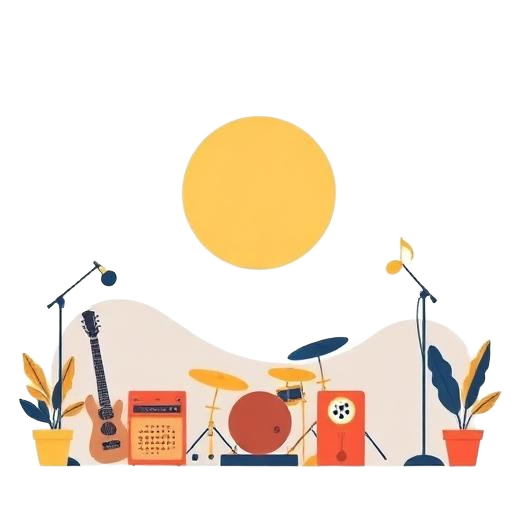 Illustration of a sunny outdoor music scene